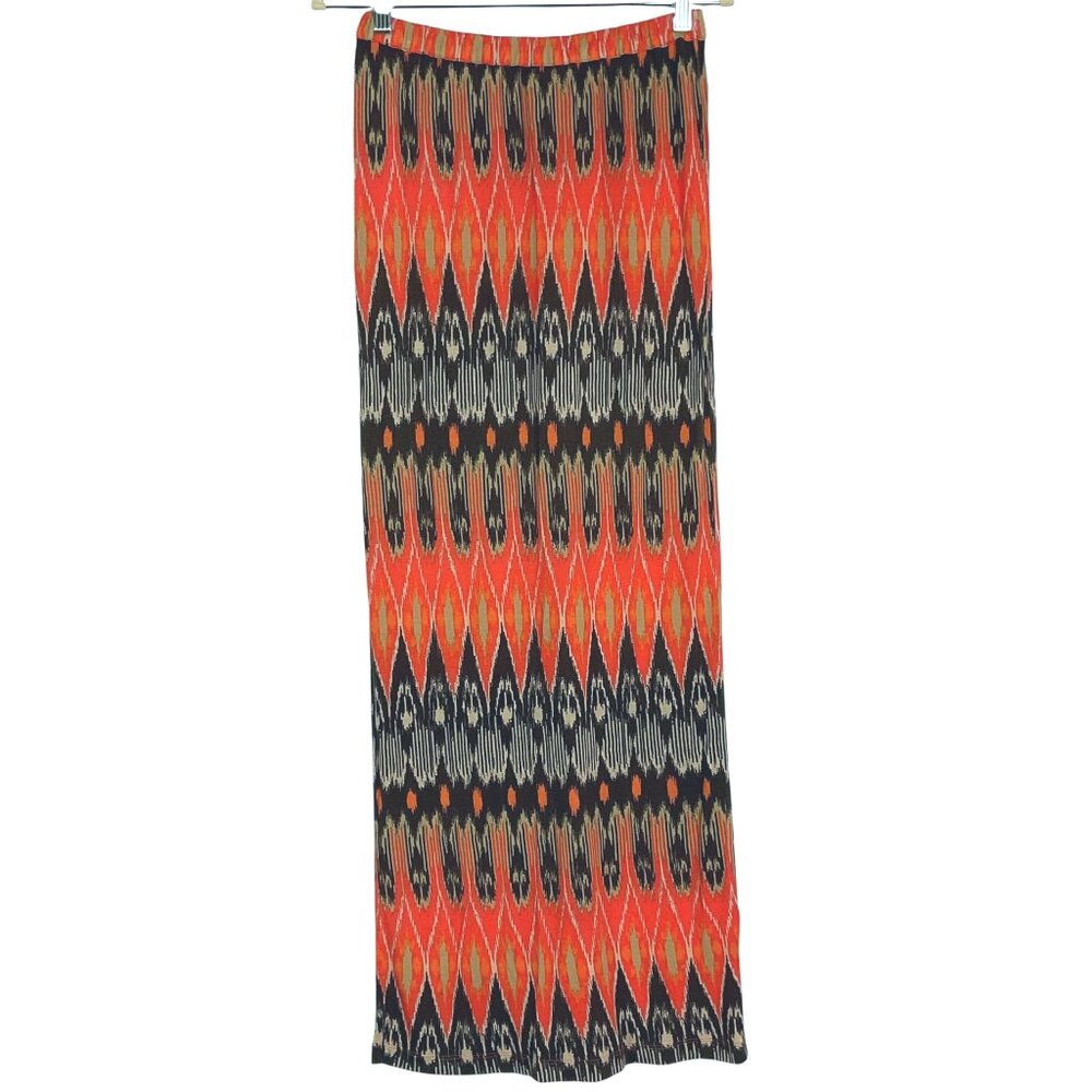 Joie Maxi Skirt Orange Brown Ikat Jersey Pull-On Elastic Women's Size Small